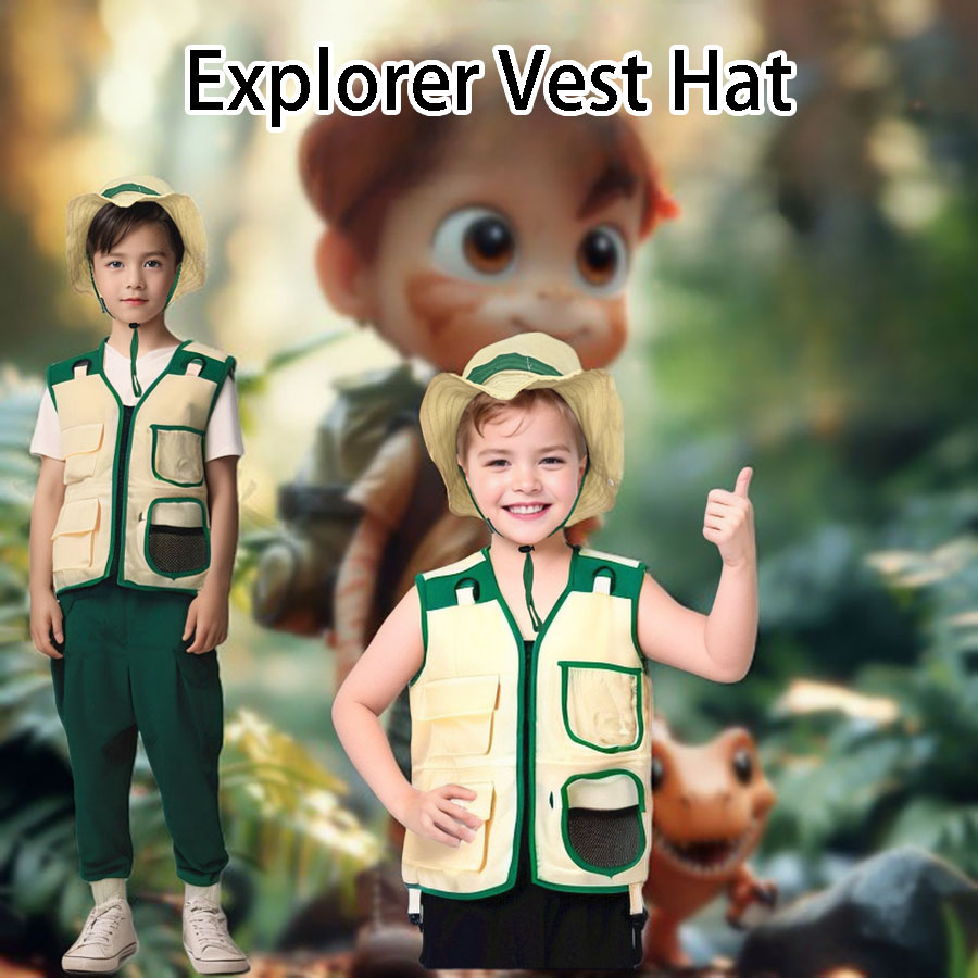 Outdoor Adventure Kids Party - Kids Camping Explorer Vest Hat Suit