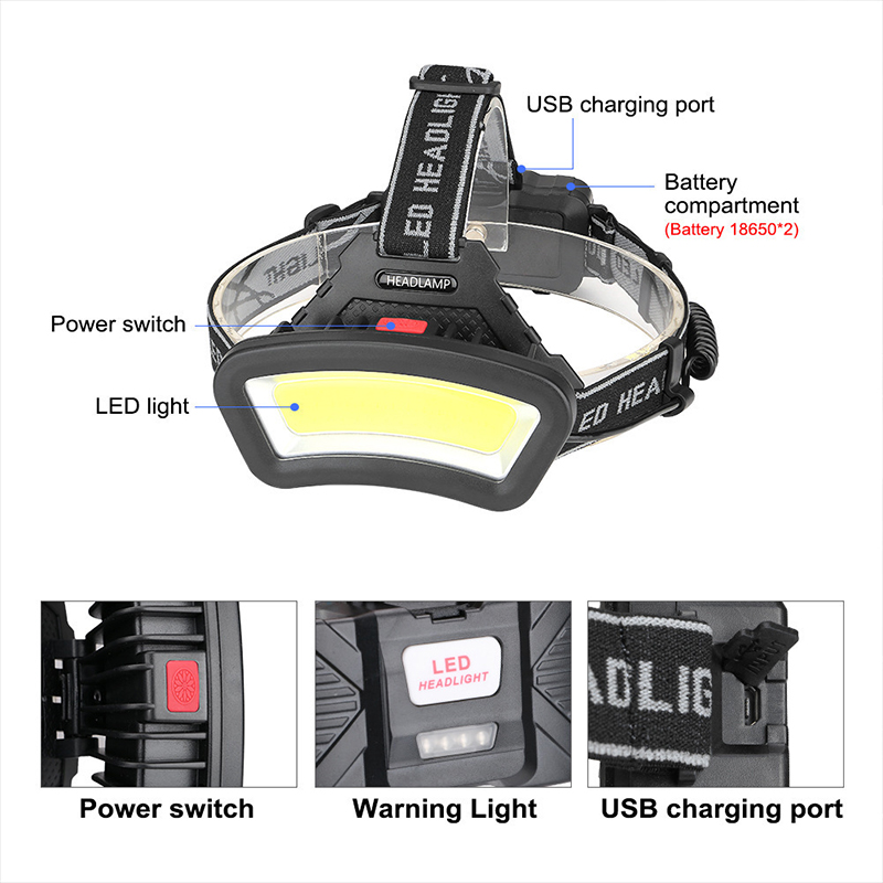 COB LED Headlamp USB Rechargea - Outdoor Adventure Zone ulasan dan harga