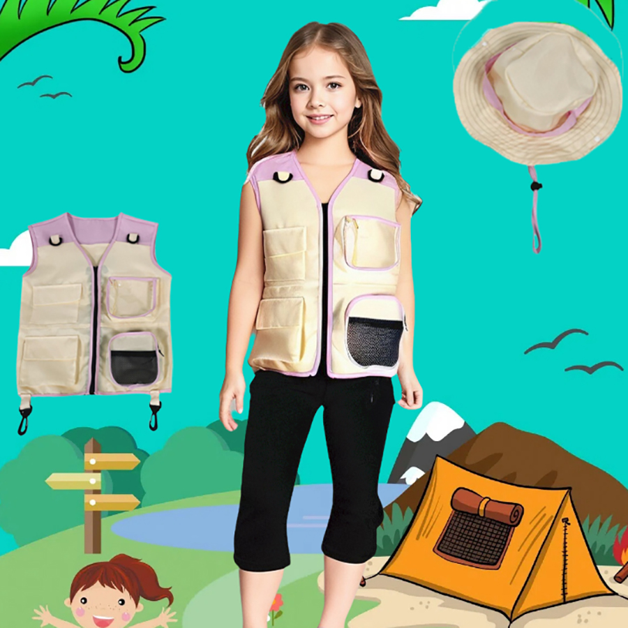 Children Explorer Vest Hat Sui - Outdoor Adventure Kids Party ulasan dan harga