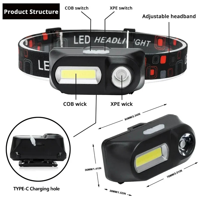 XPE+COB Mini Headlight Recharg - Outdoor Adventure Zone ulasan dan harga