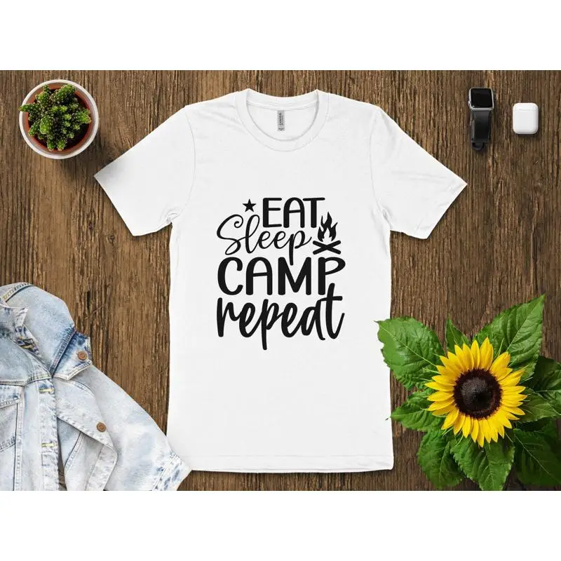 Eat Sleep Camp Repeat T Shirt  - Outdoor Adventure Enthusiast ulasan dan harga